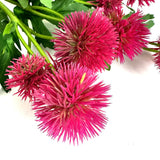 Artificial Pompom Dahlia Flower Spray Hot Pink Purple 56cm