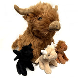 Large Highland Cow Soft Toy With 3 Baby Cows