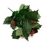 Artificial Leafy Green Holly & Berry Bush 31cm