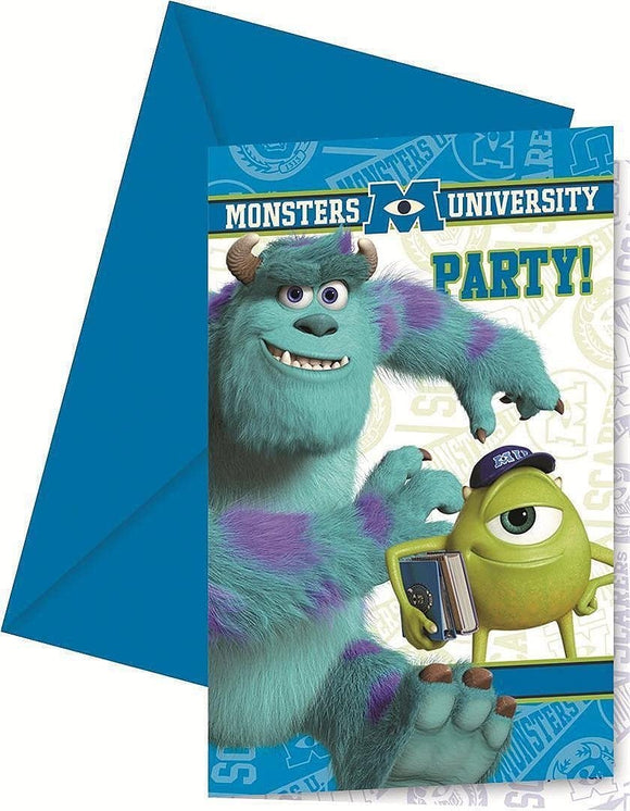 Pack of 6 Monsters University Party Invitations