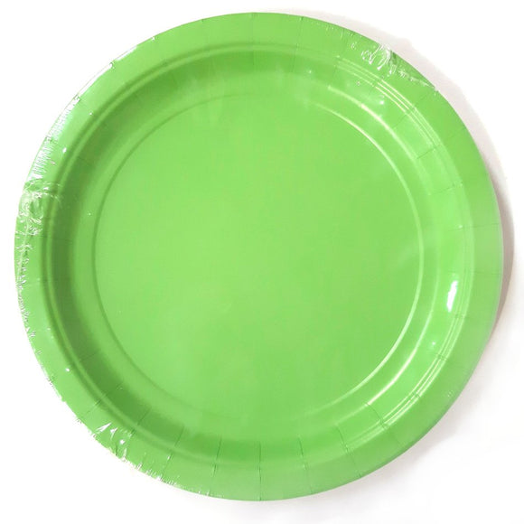 Pack of 8 Green Paper Plates - Party Tableware and Red Party Supplies
