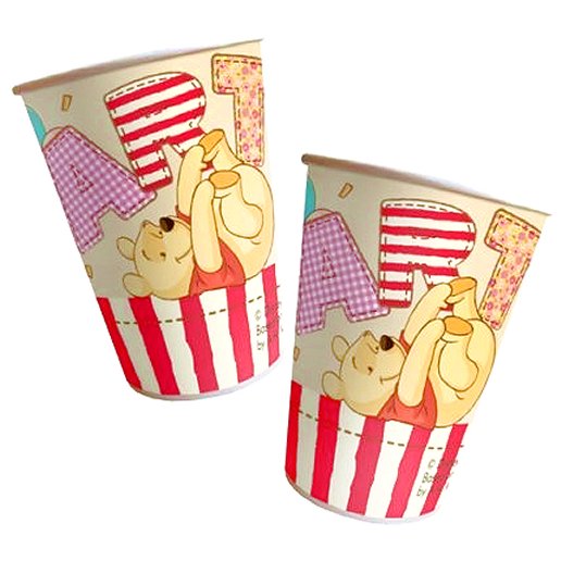 A collection of Winnie the Pooh themed party ware 