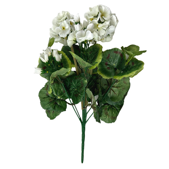 Artificial Geranium Bush With Cream Faux Flowers