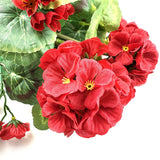 Artificial Geranium Bush With Red Flowers 38cm