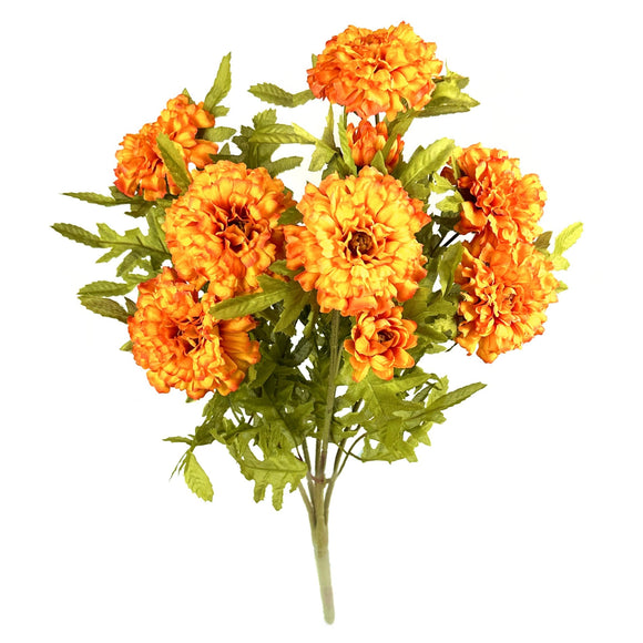 Artificial Marigold Bush 45cm - Orange