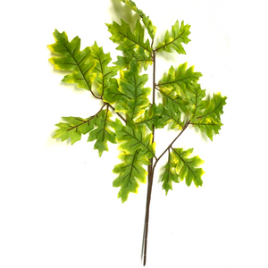 Artificial oak tree branch with green and yellow leaves