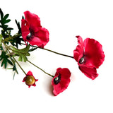 Artificial Red Poppy Flower Spray 77cm