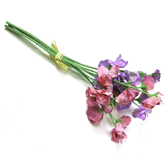 Artificial Sweet Pea Flower Bundle Lilac and Pink Faux Flowers