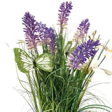 Artificial Grass, Lavender and White Flower Arrangement with Butterflies