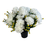 Artificial White Carnation Flower Grave Pot Flower Arrangement