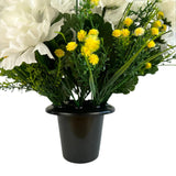 Artificial White Carnation Flower Grave Pot Flower Arrangement