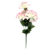 Artificial Carnation Flower Bush 33cm - White and Pink