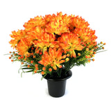 Artificial Orange Chrysanthemum & Gypsophila Flower Grave Pot Arrangement