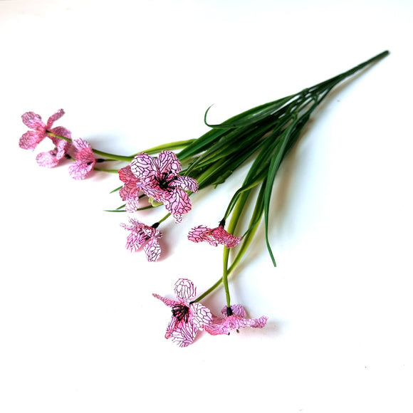 Artificial Cuban Bulrush Bush With Pink Faux Flowers