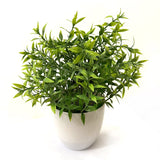 Artificial Tea Leaf Bush in White Pot