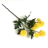 Artificial Pompom Dahlia Flower Spray Lemon Yellow 56cm