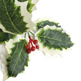 Artificial Holly Pick With Variegated Leaves and Red Berries