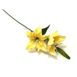 Artificial Lily Flower Spray with Lemon Yellow Faux Flowers