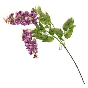 Artificial Wisteria Flower Spray with Faux Purple Flowers