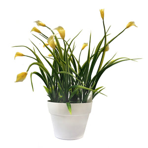 Artificial Mini Calla Lily Flowering Plants in White Pot