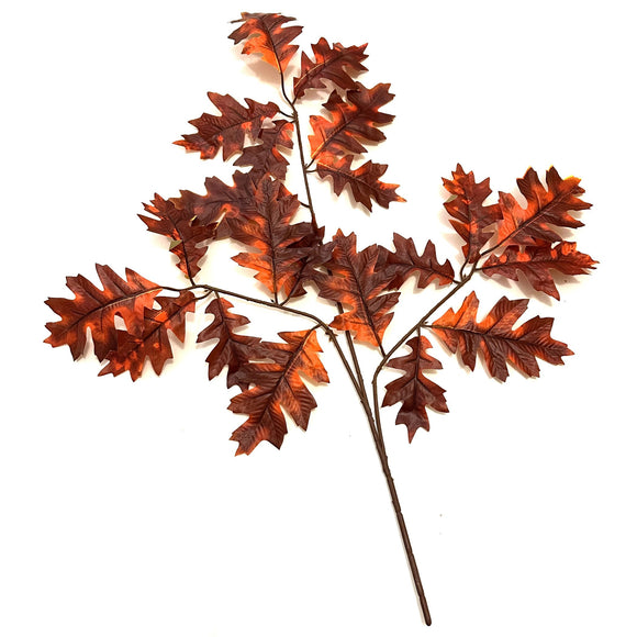 Artificial Oak Leaf Branch 68cm - Red and Orange