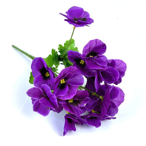 Artificial Pansy Bush 34cm - Purple