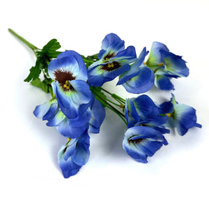 Artificial Pansy Bush 34cm - Blue