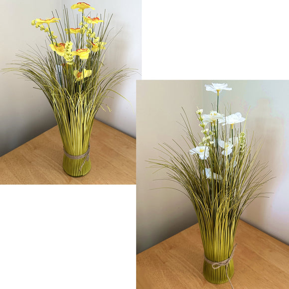 Artificial Grass and Narcissus Flower Arrangement 45cm