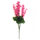Artificial forsythia flower bush with pink faux flowers