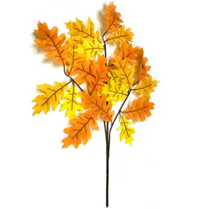 Artificial Autumn Oak Leaf Stem with Yellow and Orange leaves