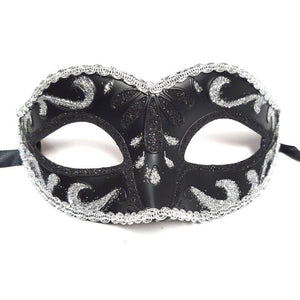 Adults Black Venetian Masquerade Mask With Silver Trim, Hen Night Masquerade Ball