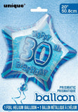 Blue Glitz Happy 30th Birthday Foil Balloon