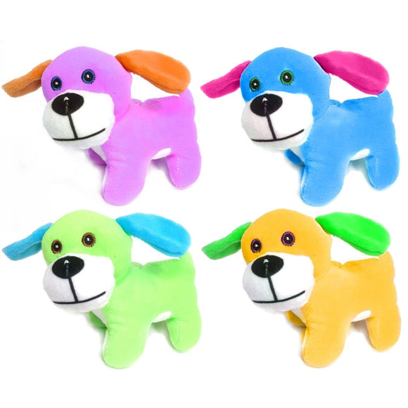Brightly Coloured 13cm Puppy Dog Cuddly Plush Soft Toy, Gift, Party Bag Filler Favor