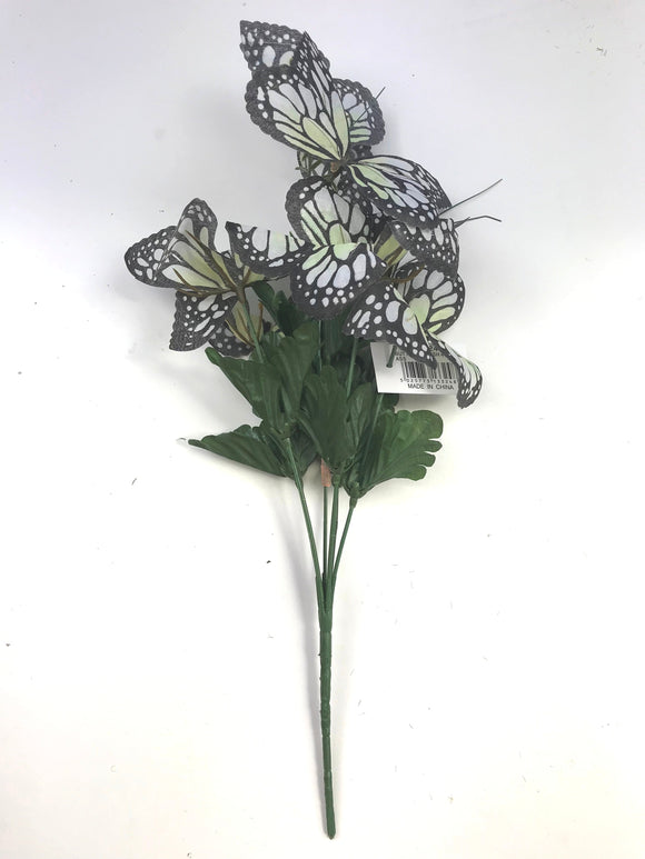 Artificial butterfly flower bush with ivory faux flowers