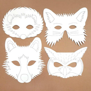 Plain Card Children's Animal Design Face Masks to Colour In for Party Bags