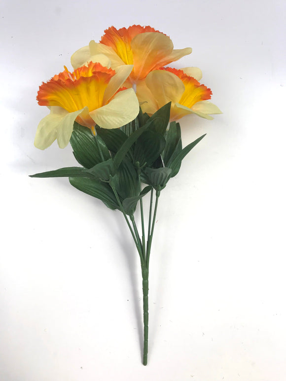 Artificial Daffodil Spray with orange and Yellow Faux Flowers