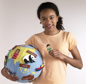 World Globe with Fabric Cover & 20 Attachable Motifs & Pump