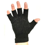 Black Fingerless Winter Gripper Gloves