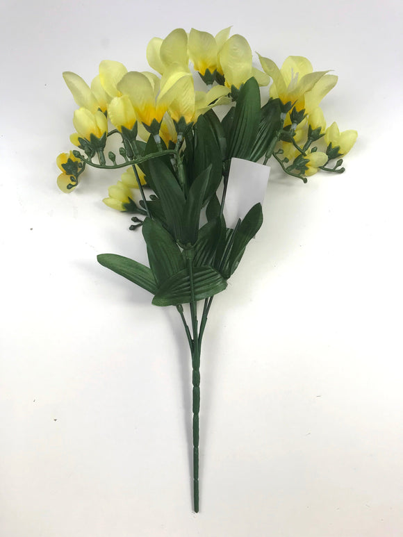 Artificial Freesia plant with yellow faux flowers