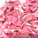 Bag of 50 Pink Gingham Small Fabric Bows