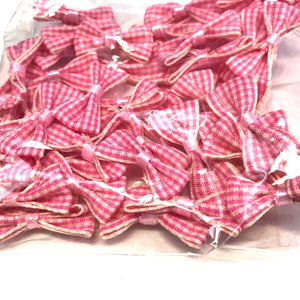 Small Pink Gignham Bows for Craft and Decorations