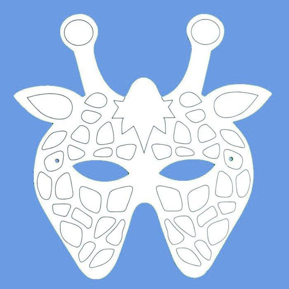 Pack of 10 Plain Card Children's Giraffe Face Mask to Colour In for Party Bags