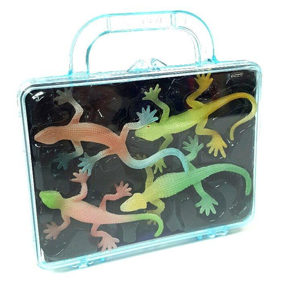 Glow In the Dark Lizard toys in carry case 