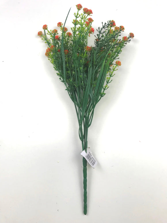 Artificial Gypsophila plant with orange faux flowers