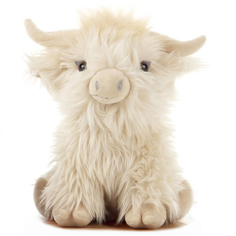 26cm Large Highland Cow Soft Toy Plush Scottish Cow Blue Frog Toys