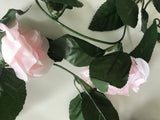 Artificial Rose Flower Garland - Pale Pink 8ft