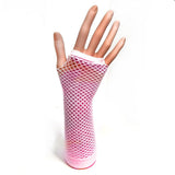 Long Fishnet Fingerless Light Pink Gloves for 80's Party and Hen NightFancy Dress