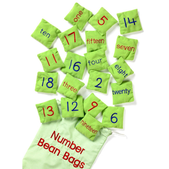 Set of 20 Numbered Bean Bags with corresponding number written on reverse side. Sensory, Educational Toy