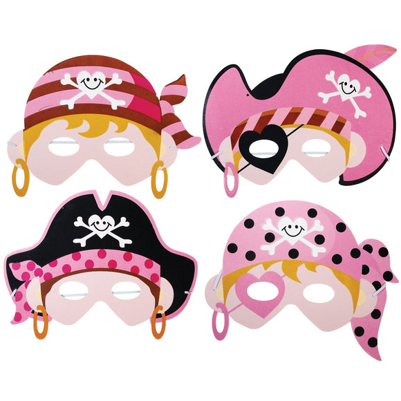 Children's Pink Pirate Face Masks for Fancy Dress and Party Bags
