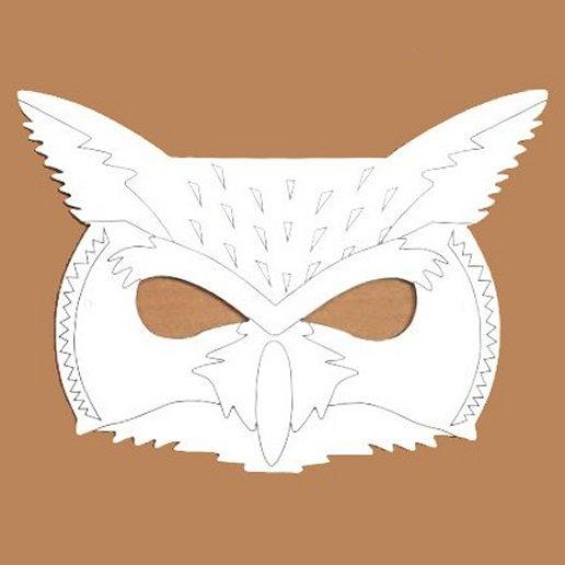 Pack of 10 Plain Card Children's Owl Face Mask to Colour In for Party Bags